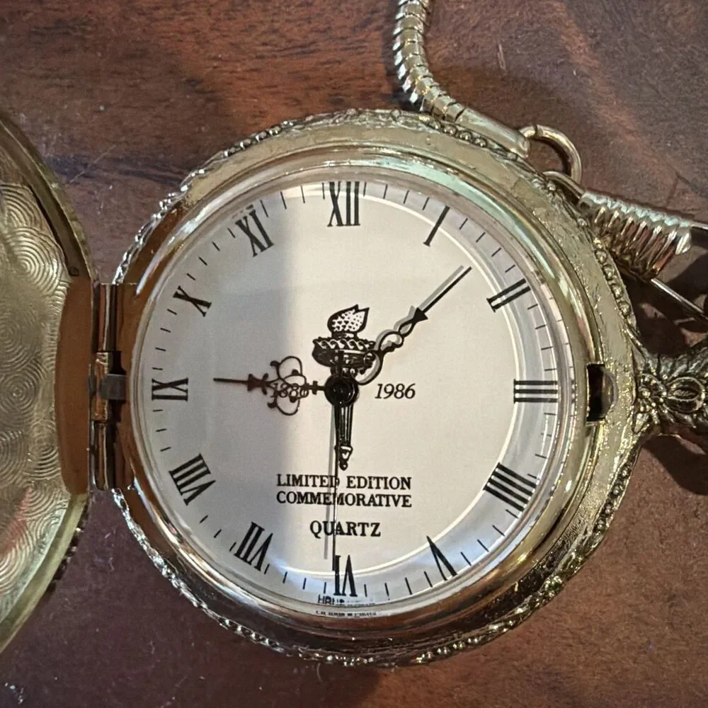 NEW Ltd.Edition Commemorative 1886-1986 Statue of Liberty Pocket Watch Free Shp